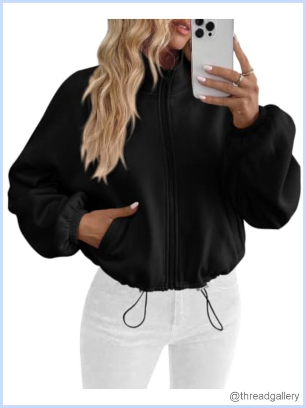 PRETTYGARDEN Cropped Fleece Sweatshirt Zip Up Jacket